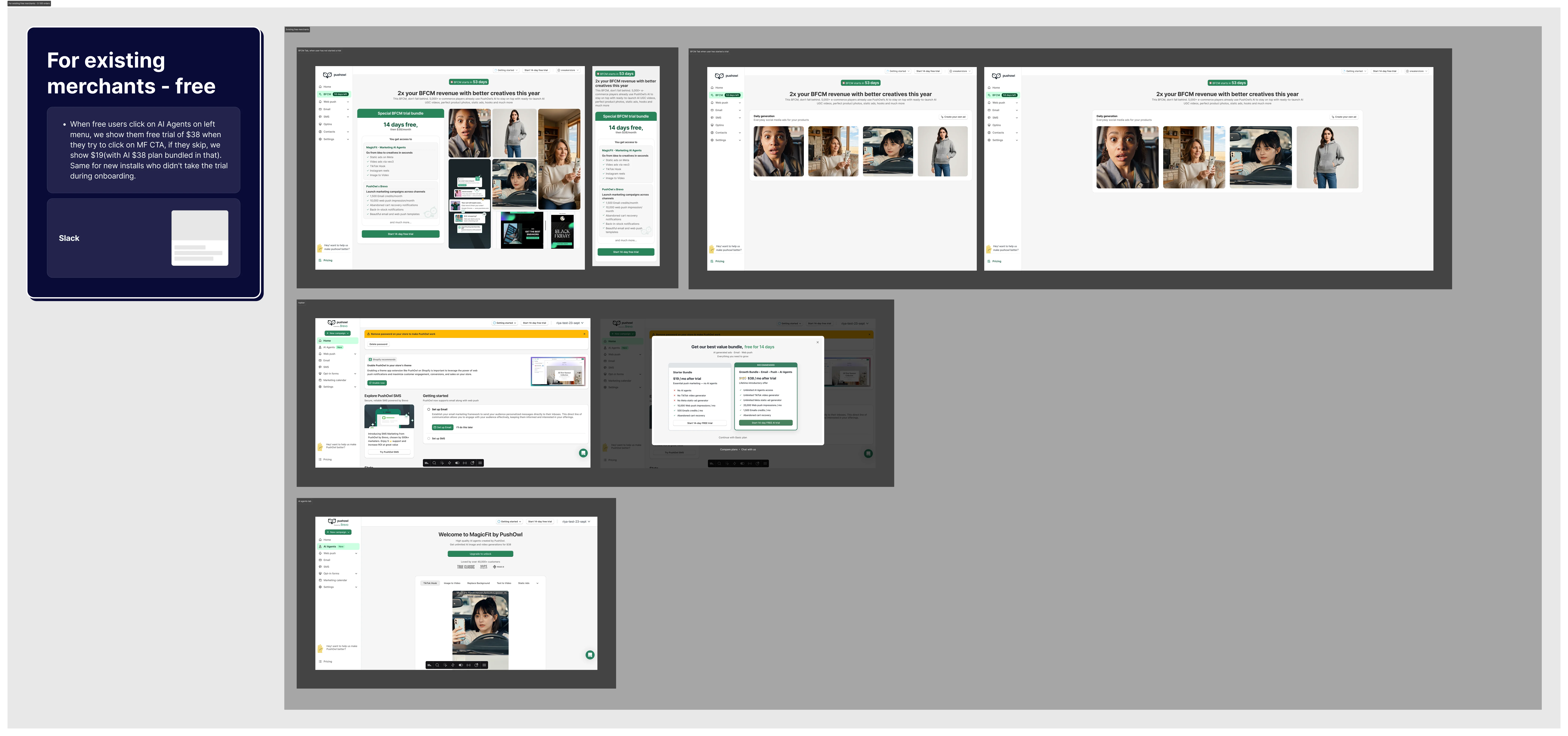 Guided experience for free merchants