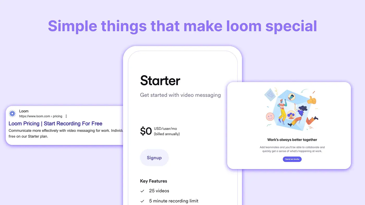 Loom product interface showcasing video messaging features