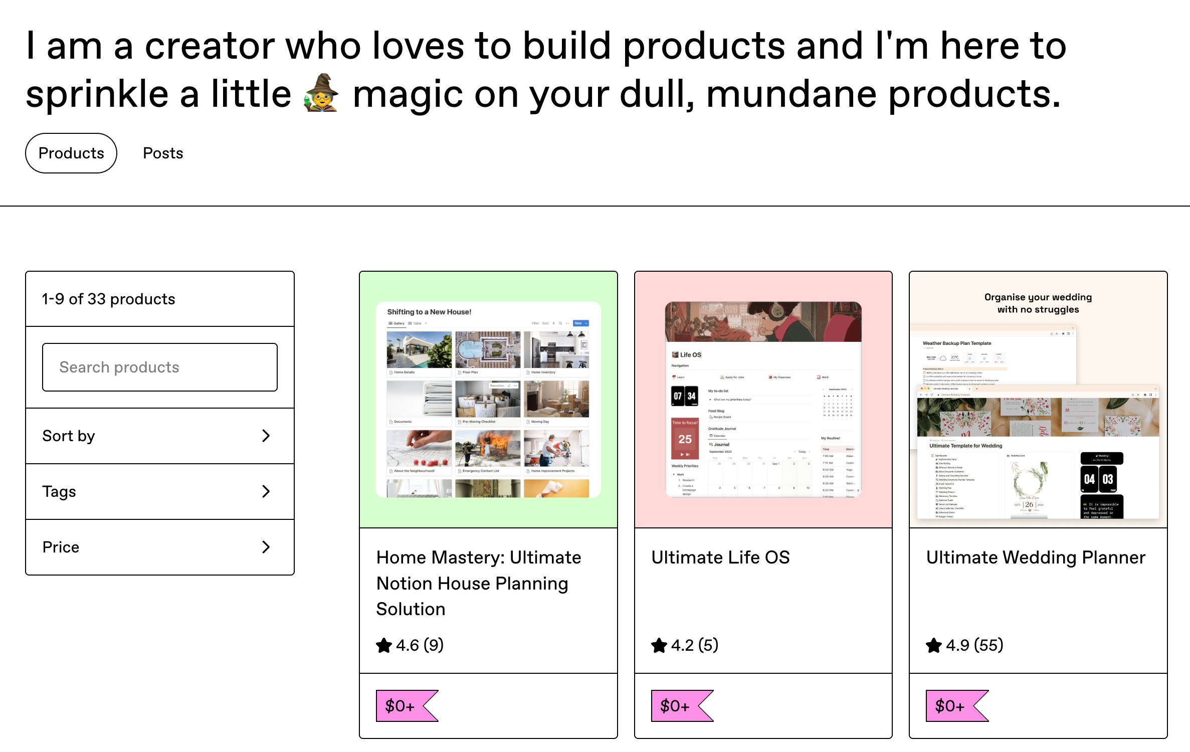 Notion templates gallery